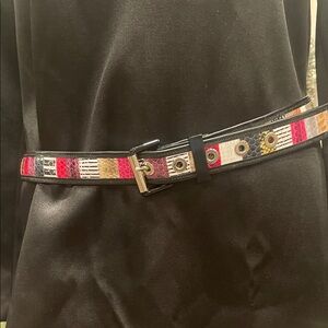 🐍 ICEBERG Made in Italy Genuine Leather Multi-Colour Patchwork Belt Sz 44/41.5”